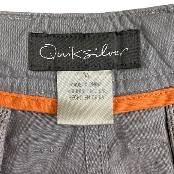 Quicksilver Grey Cargo Shorts. Zipper Pockets. Men’s Size 34. - Picture 5 of 5